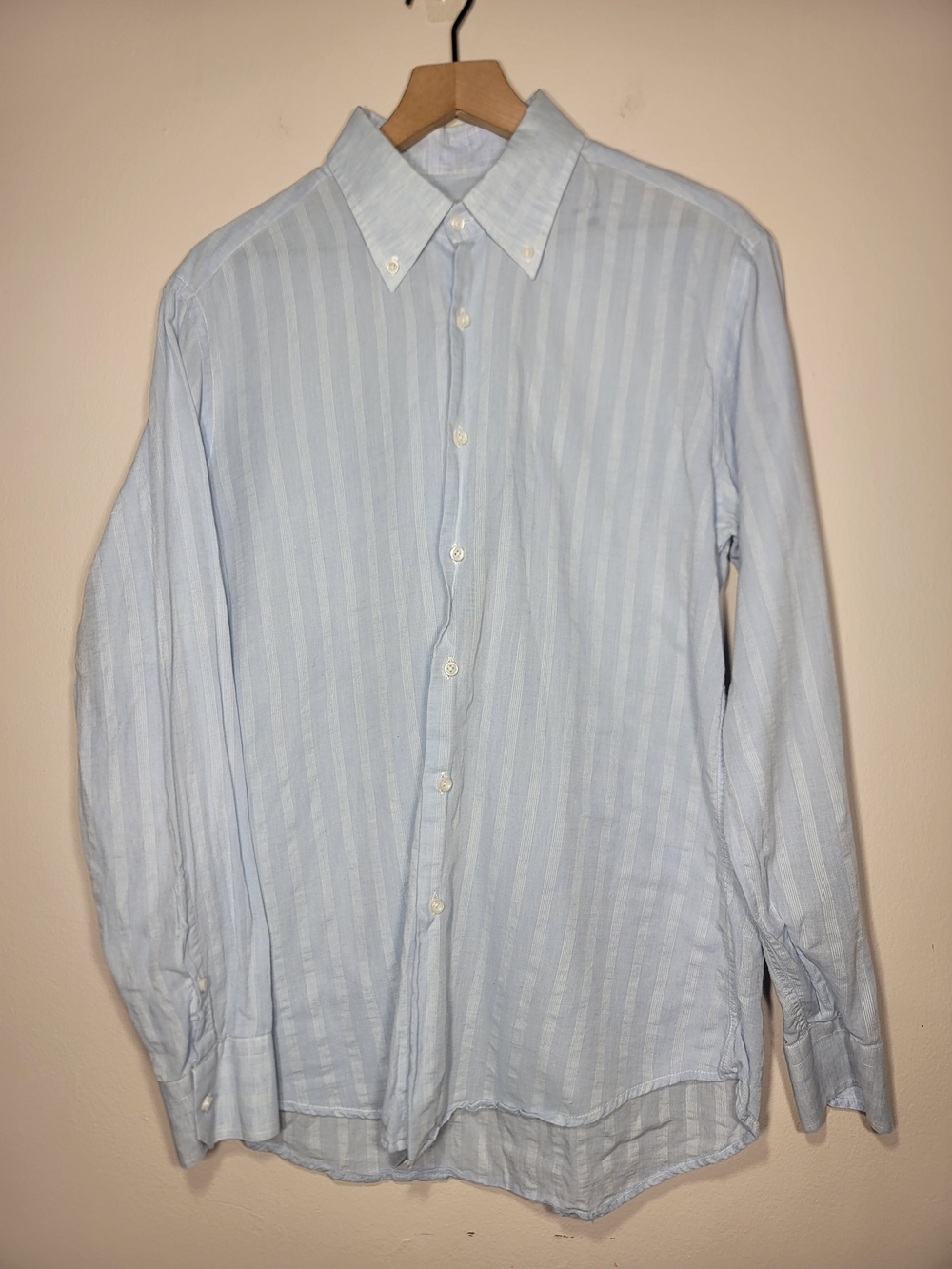 Sorrento 100% Linen Striped Button Down Shirt Quiet Lux Old Money Sz XL Academia